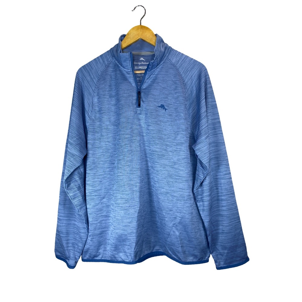Tommy Bahama IslandZone Mens Size Medium Blue Quarter Zip Pullover UPF 30 Resort